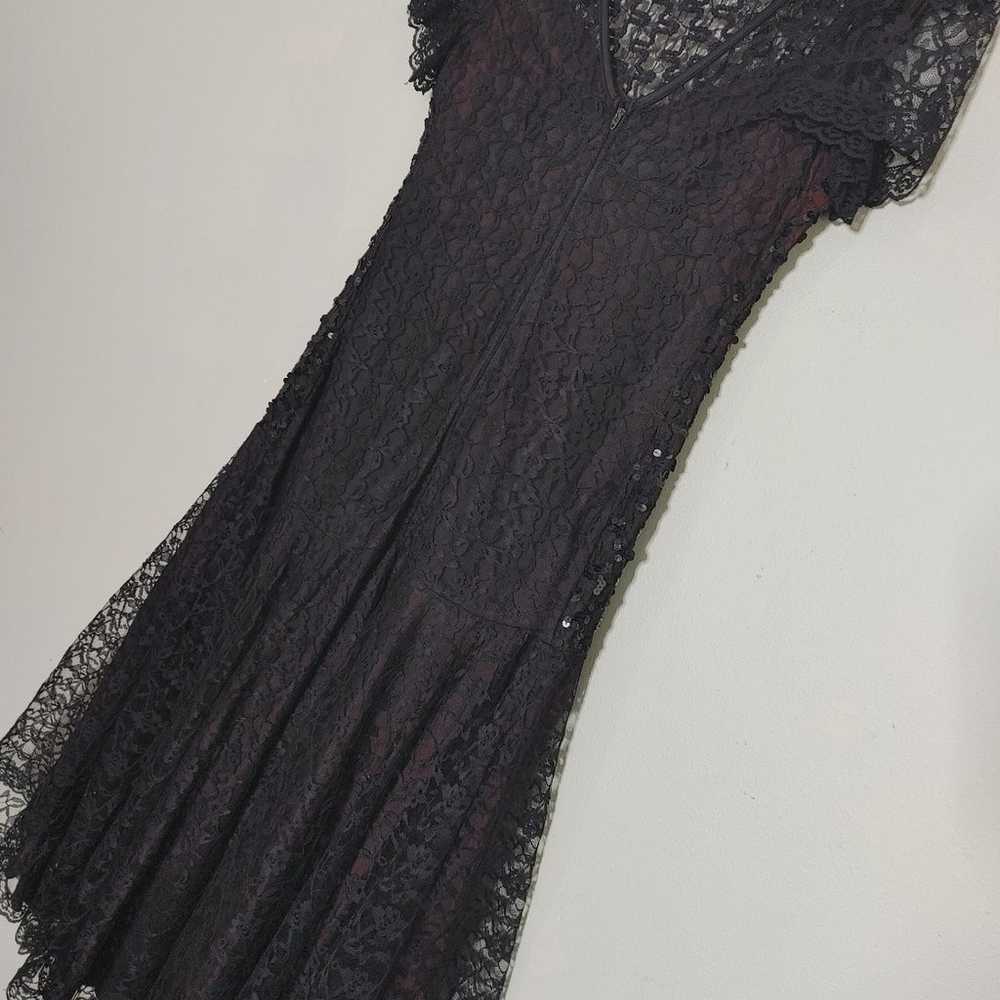 Vintage 80s Night Moves sequin and lace black dre… - image 3