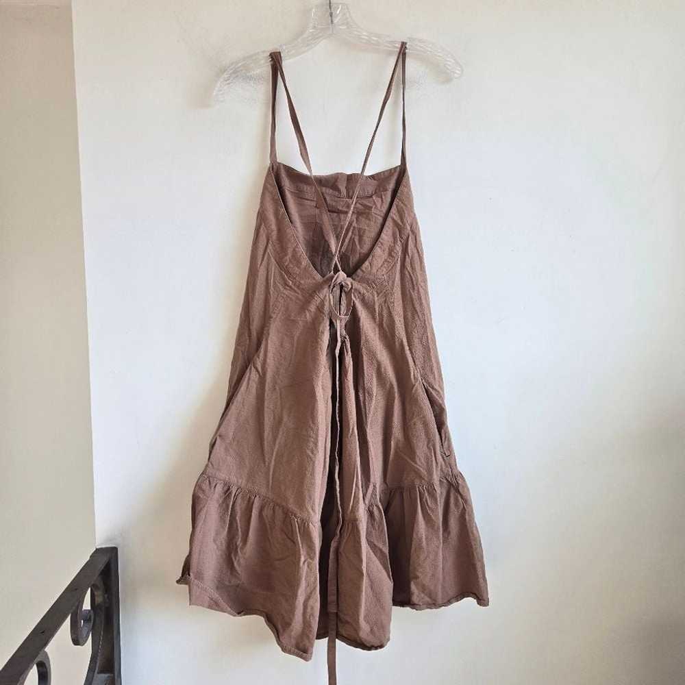 Everlane Brown Linen Tie Back Babydoll Dress - image 4