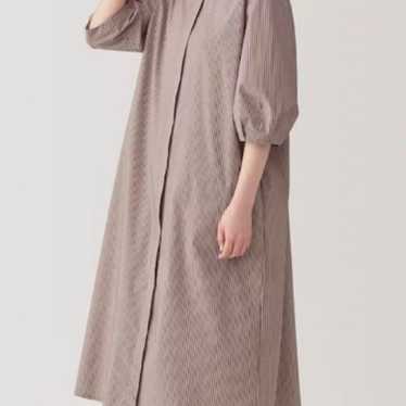 MUJI Lightweight Broad 3/4 Sleeve Dress S Stripe