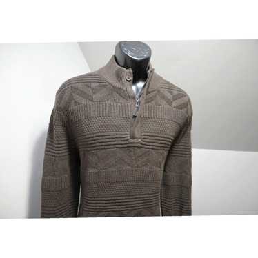 Tasso Elba Brown Cable Knit Mens Pullover Sweater 