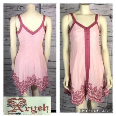 Aryeh pink Embroidered Ruffle Shift Dress size sm… - image 1