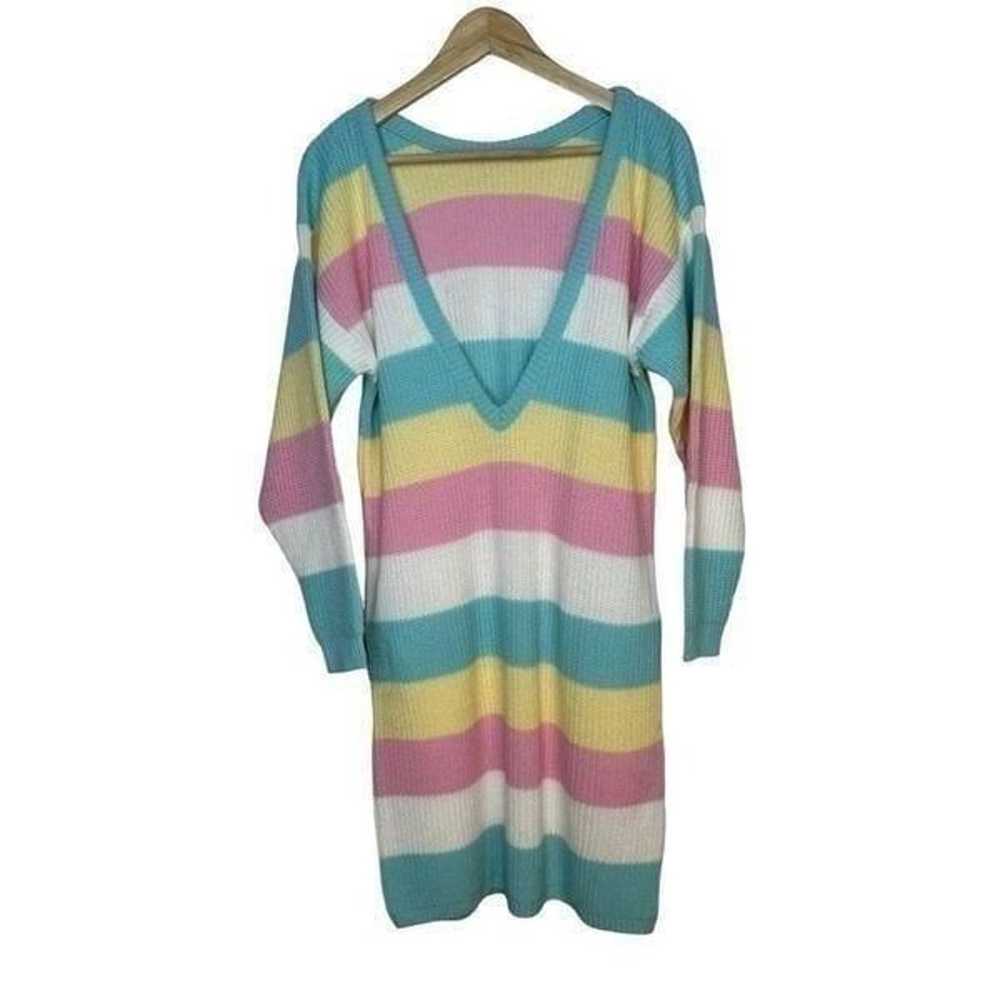 ANNIE ROSE Pastel Striped Miki Sweater Dress Size… - image 2