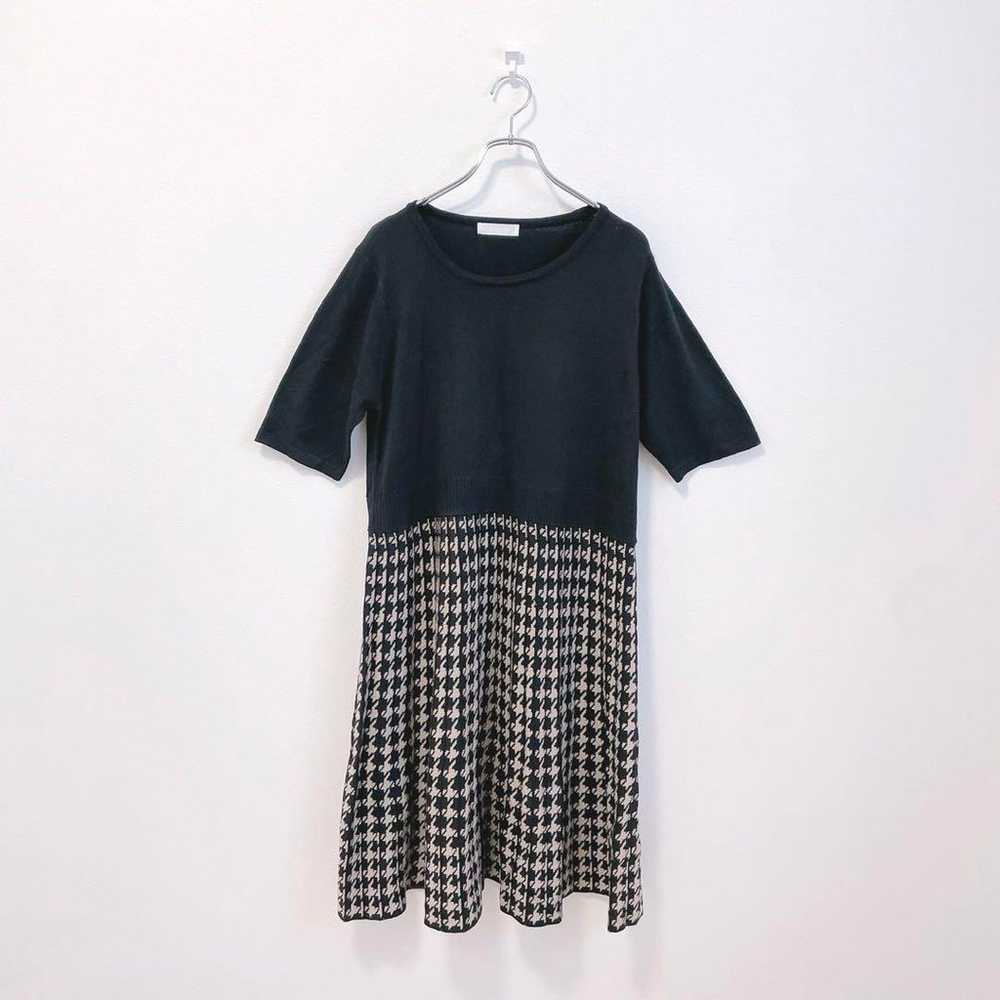 [BKMS] Short Sleeve Knitted Long Dress Houndstoot… - image 6