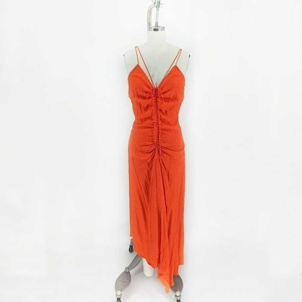 Topshop Star Print Ruched Dress Orange 6 bohemian… - image 1