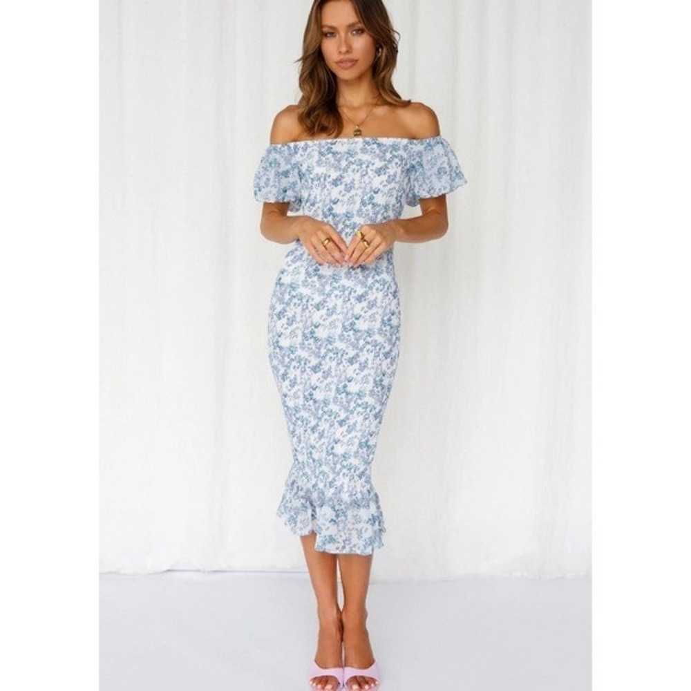 Hello Molly Blessings Blue Floral Midi Dress Size… - image 1