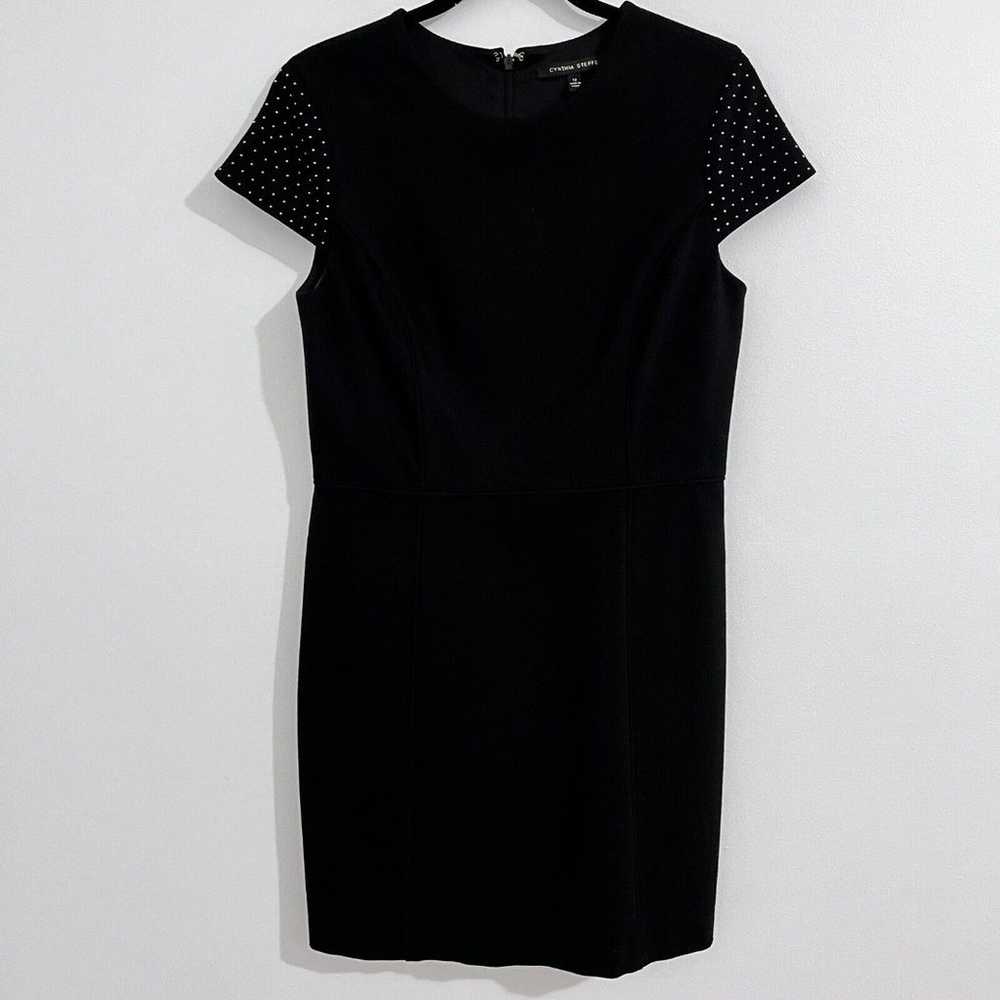 Cynthia Steffe Black Pencil Dress Size 12 Embelli… - image 1