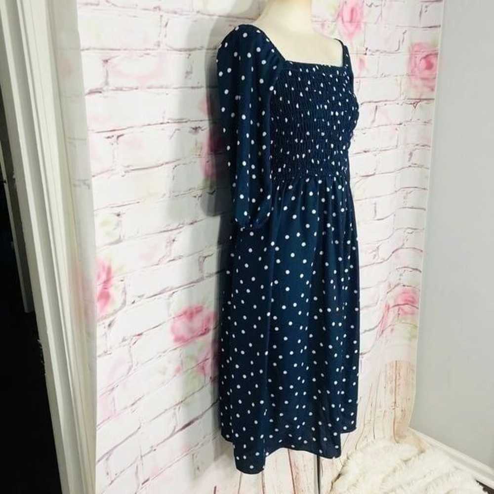 Maison Tara blue polka dot smocked midi dress - image 3