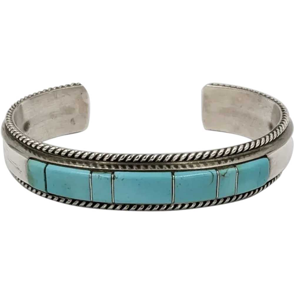 Zuni Native American Turquoise Sterling Silver In… - image 1