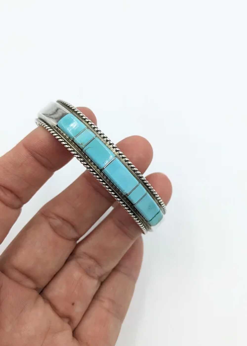 Zuni Native American Turquoise Sterling Silver In… - image 3