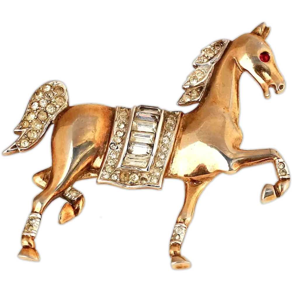 1940s Trifari Prancing Horse Brooch by Alfred Phi… - image 1