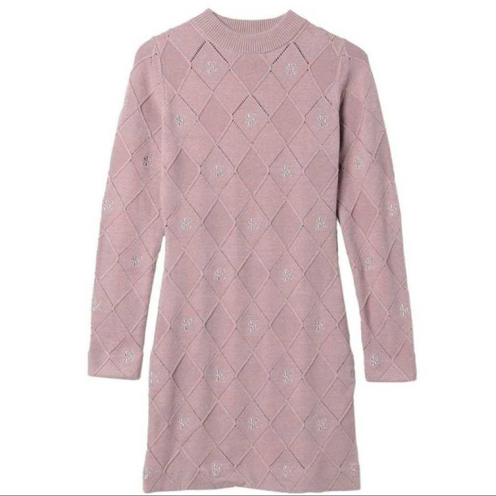 eimy istore♡ES Logo Embroidered Knit Dress Pink - image 1