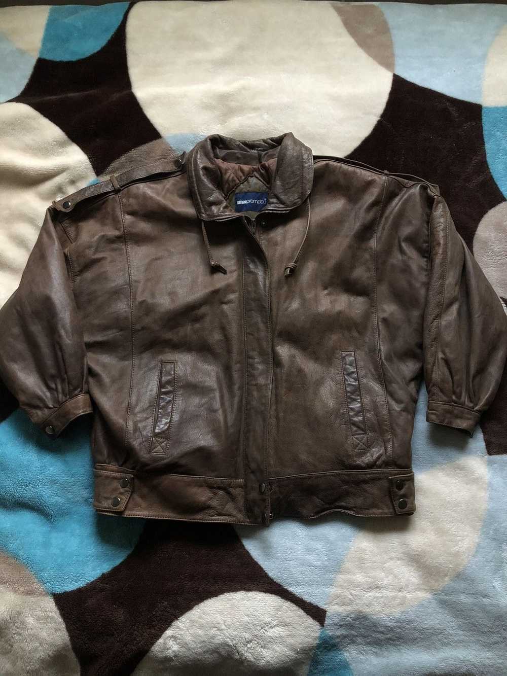 Genuine Leather × Leather Jacket × Vintage 80s Vi… - image 1