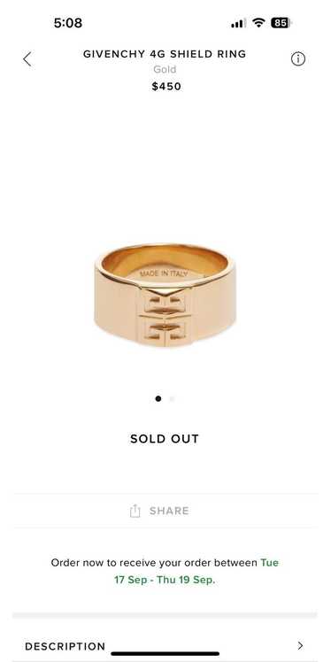 Givenchy Givenchy 4G Shield Ring Gold Color