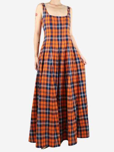 Staud Orange sleeveless checkered maxi dress - siz