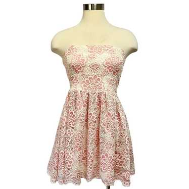 NBD Revolve Pink Lace Overlay Strapless Dress Wom… - image 1