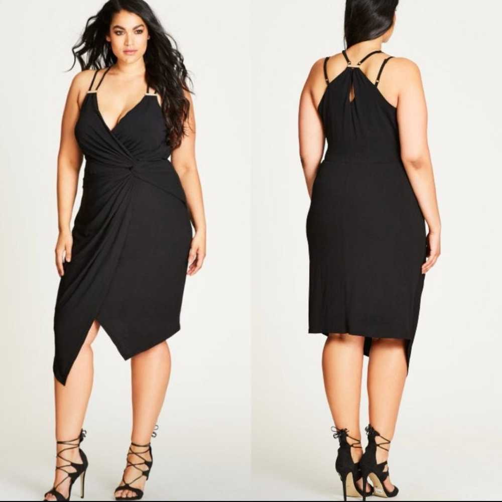 City Chic | Black So Seductive Faux Wrap Dress - image 1