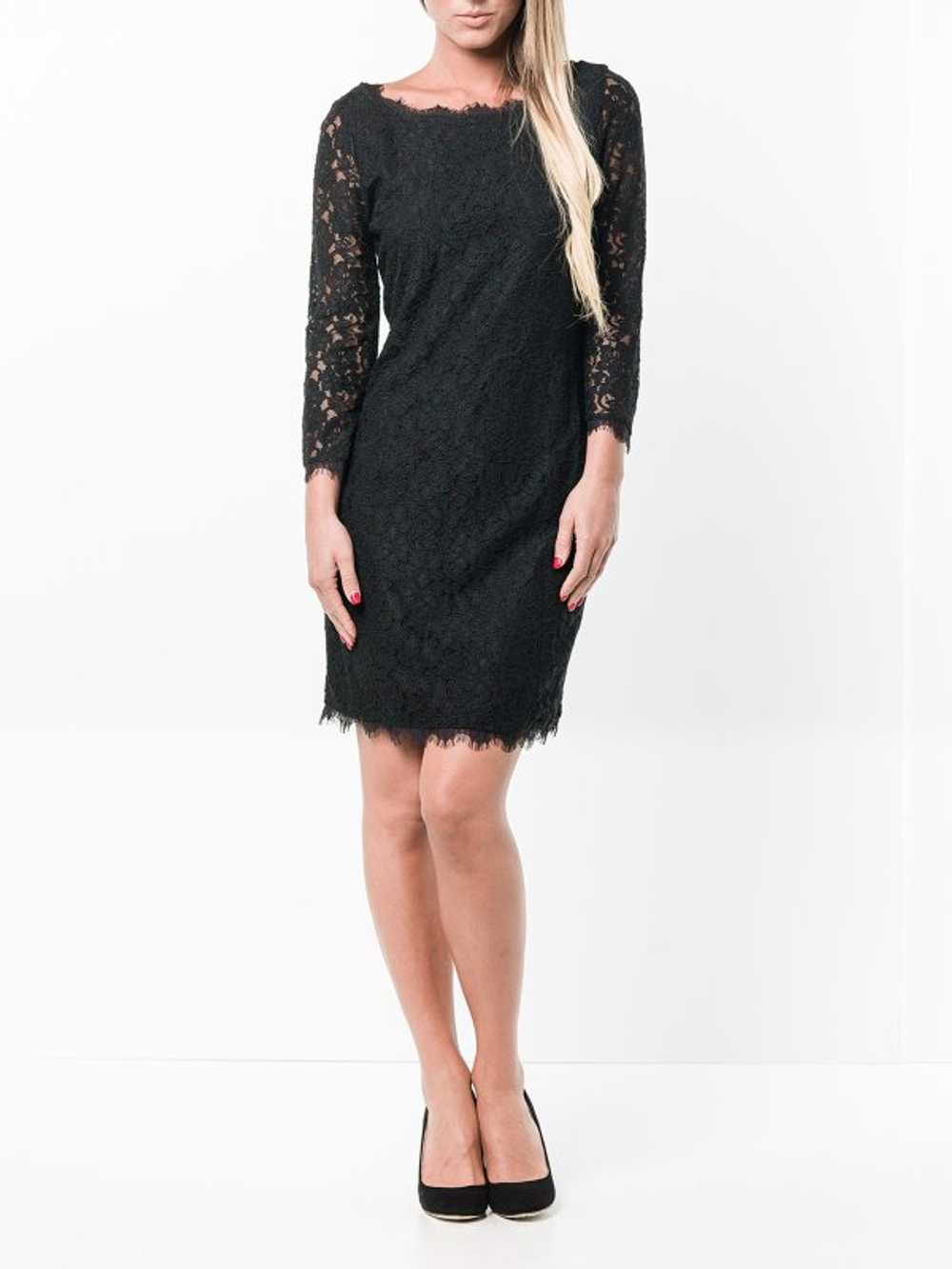 Diane Von Furstenberg Zarita Lace Dress - M - Bla… - image 3