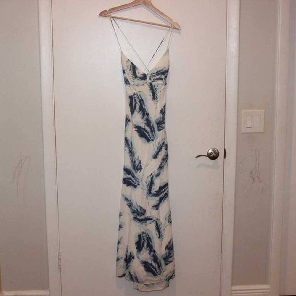 Lulus Float Sweetly Blue and White Feather Print … - image 3