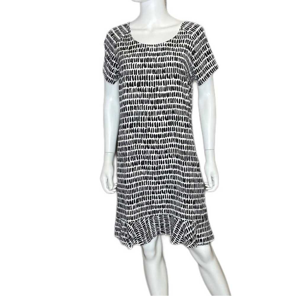 Garnet Hill Black White Patterned Silk Shift Dres… - image 2