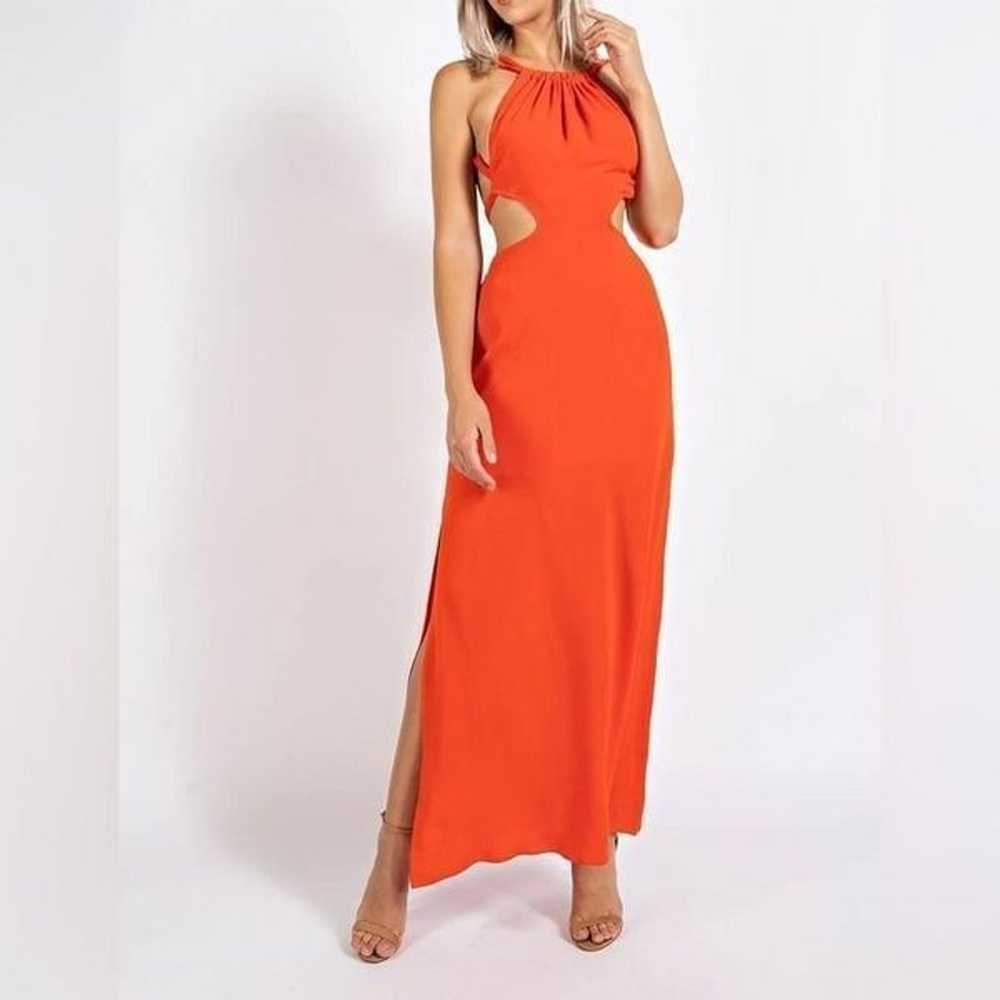 Olivaceous Orange Halter Style Cutout Rayon Sexy … - image 1