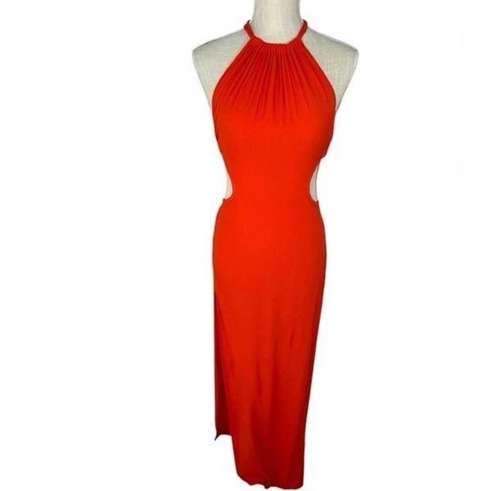 Olivaceous Orange Halter Style Cutout Rayon Sexy … - image 2