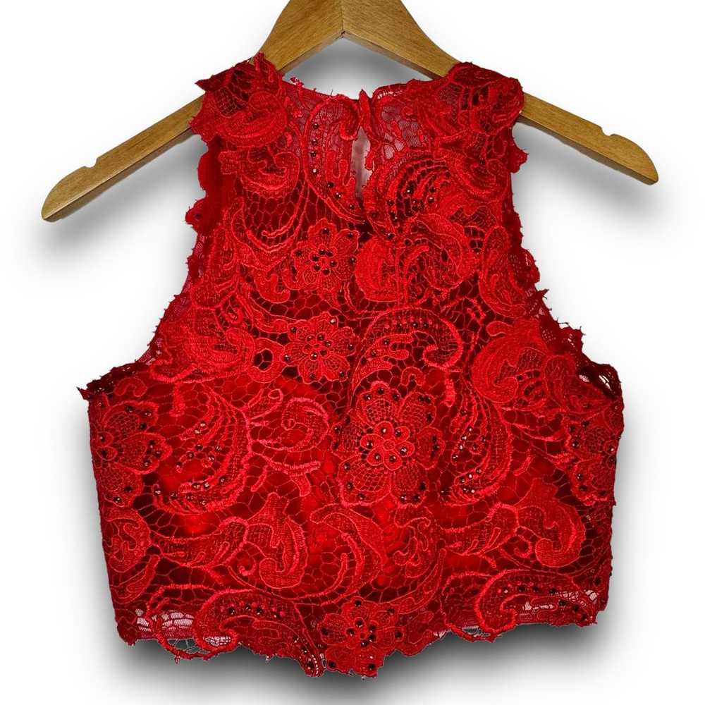 Dave & Johnny Red Two Piece Lace Halter Top Maxi … - image 7