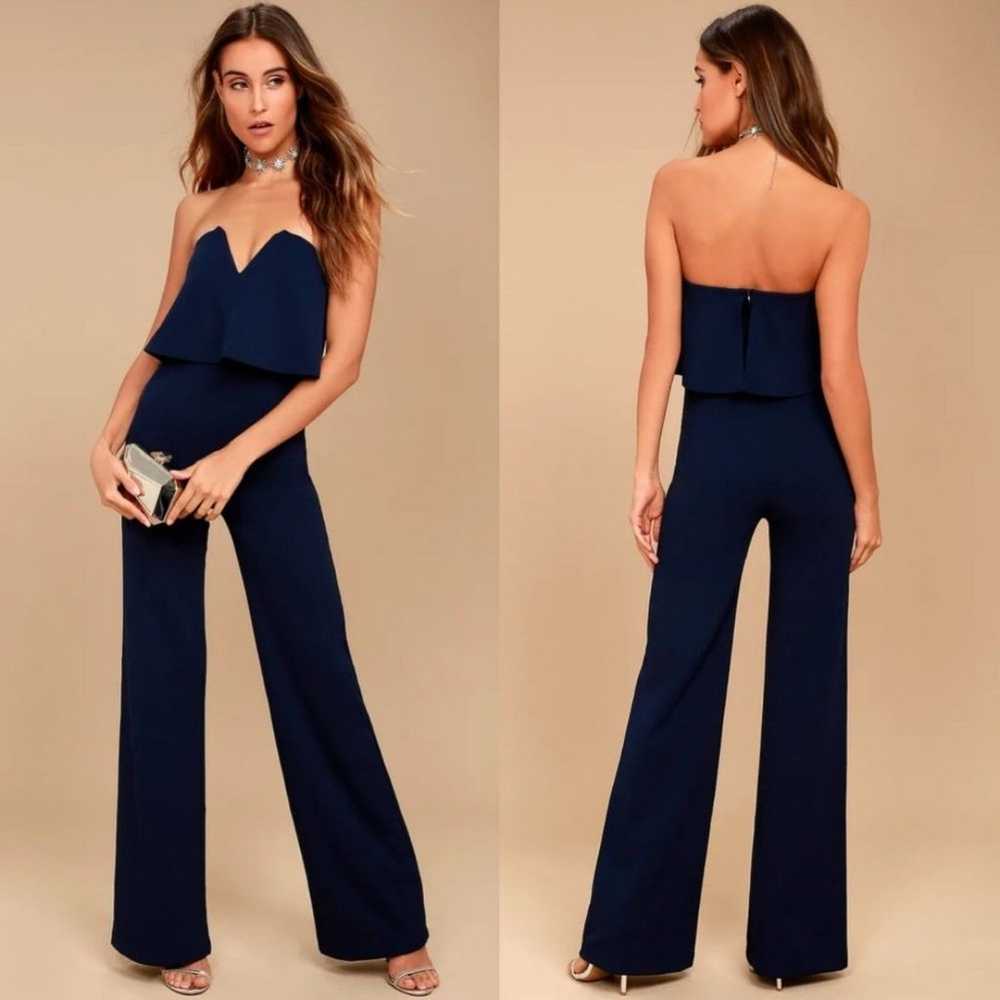 Lulus Power of Love Navy Blue Strapless Jumpsuit … - image 1