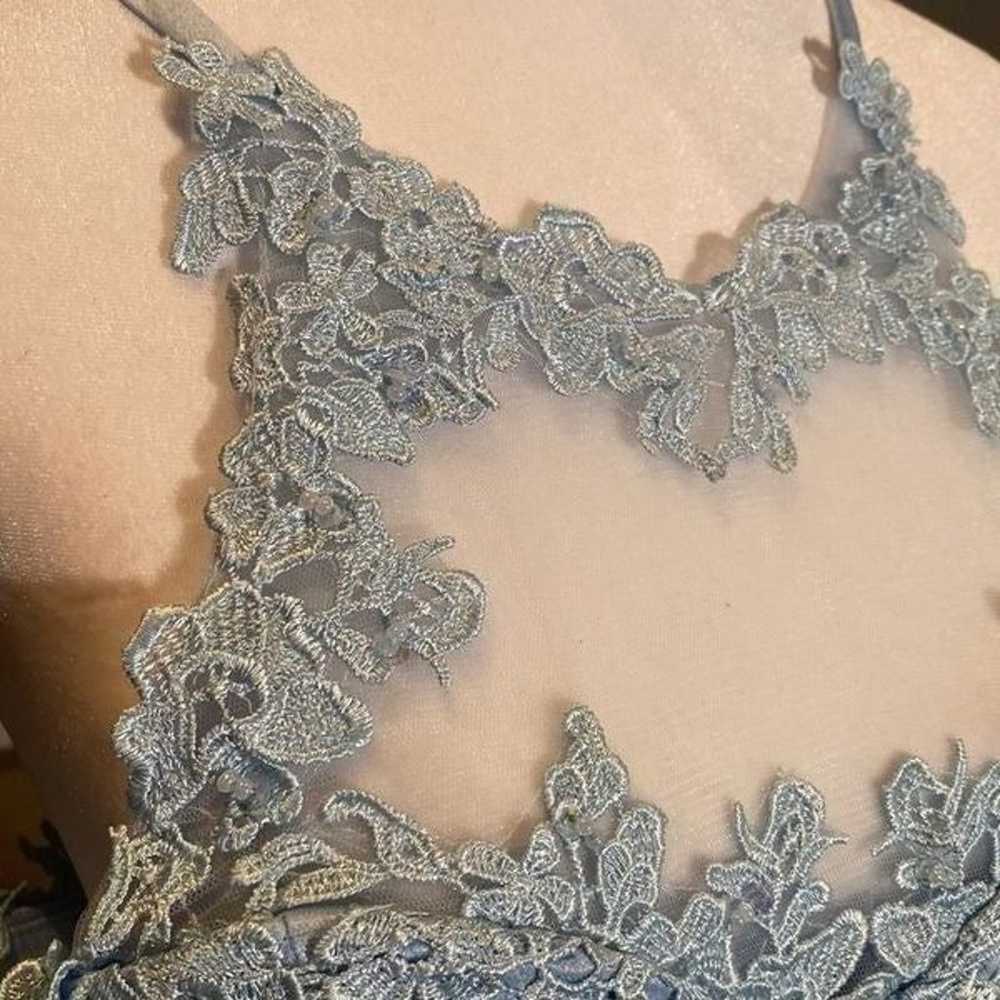 Women’s Pale Blue Halter Neck Lace Appliqué Prom … - image 3