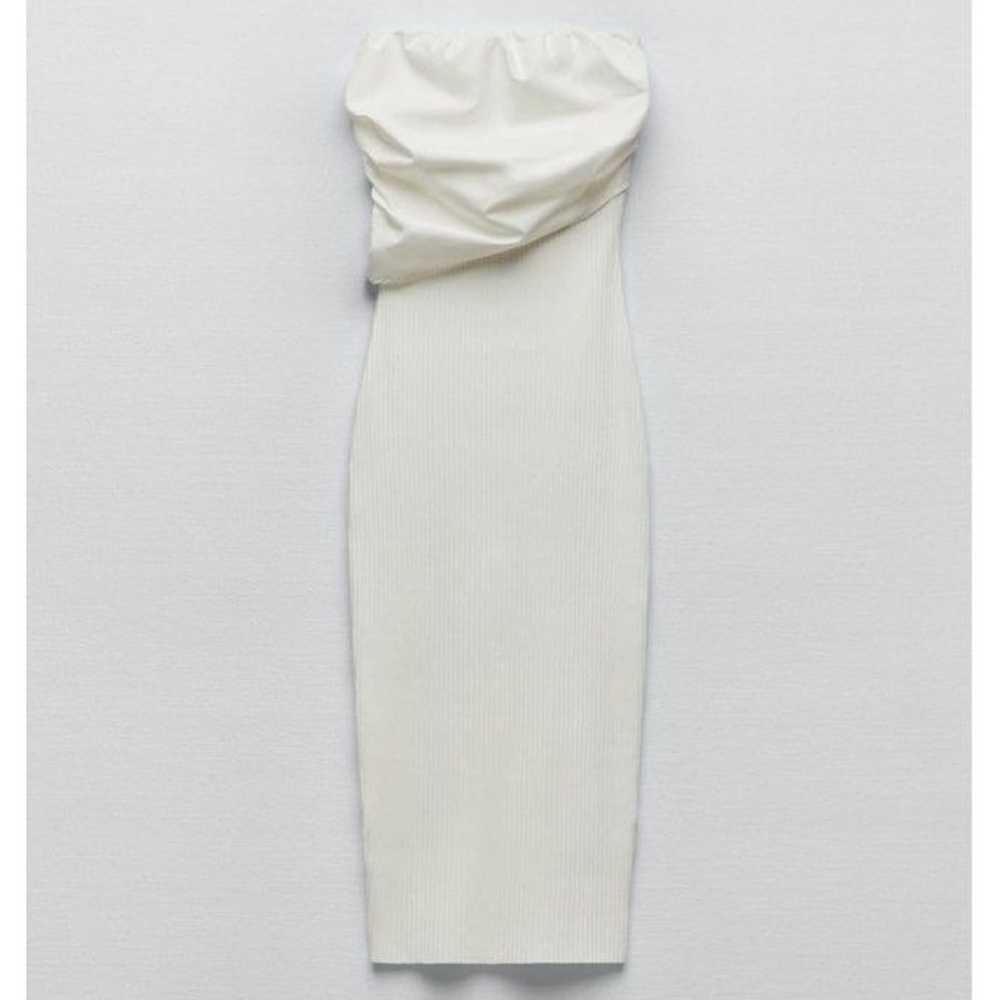 Zara White Bodycon ribbed tube dress with draped … - image 6