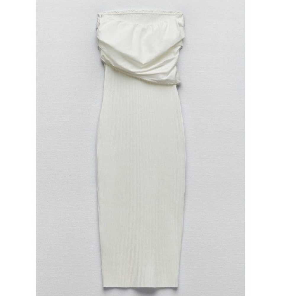 Zara White Bodycon ribbed tube dress with draped … - image 7