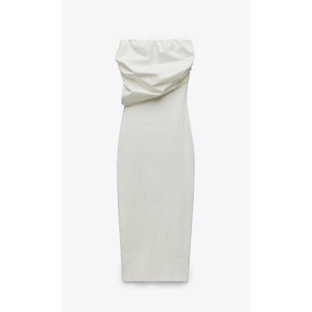 Zara White Bodycon ribbed tube dress with draped … - image 9