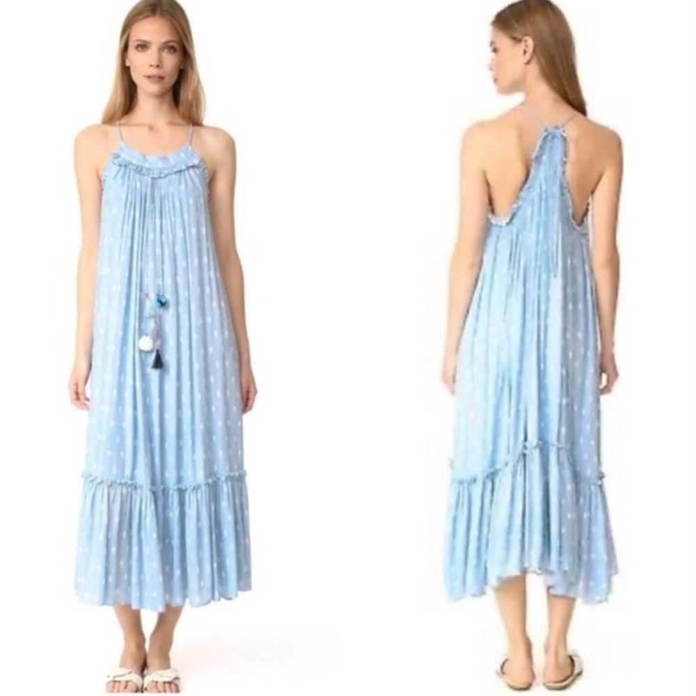 MISA Los Angeles Bohemian Flowy Tassel Blue Maxi … - image 1