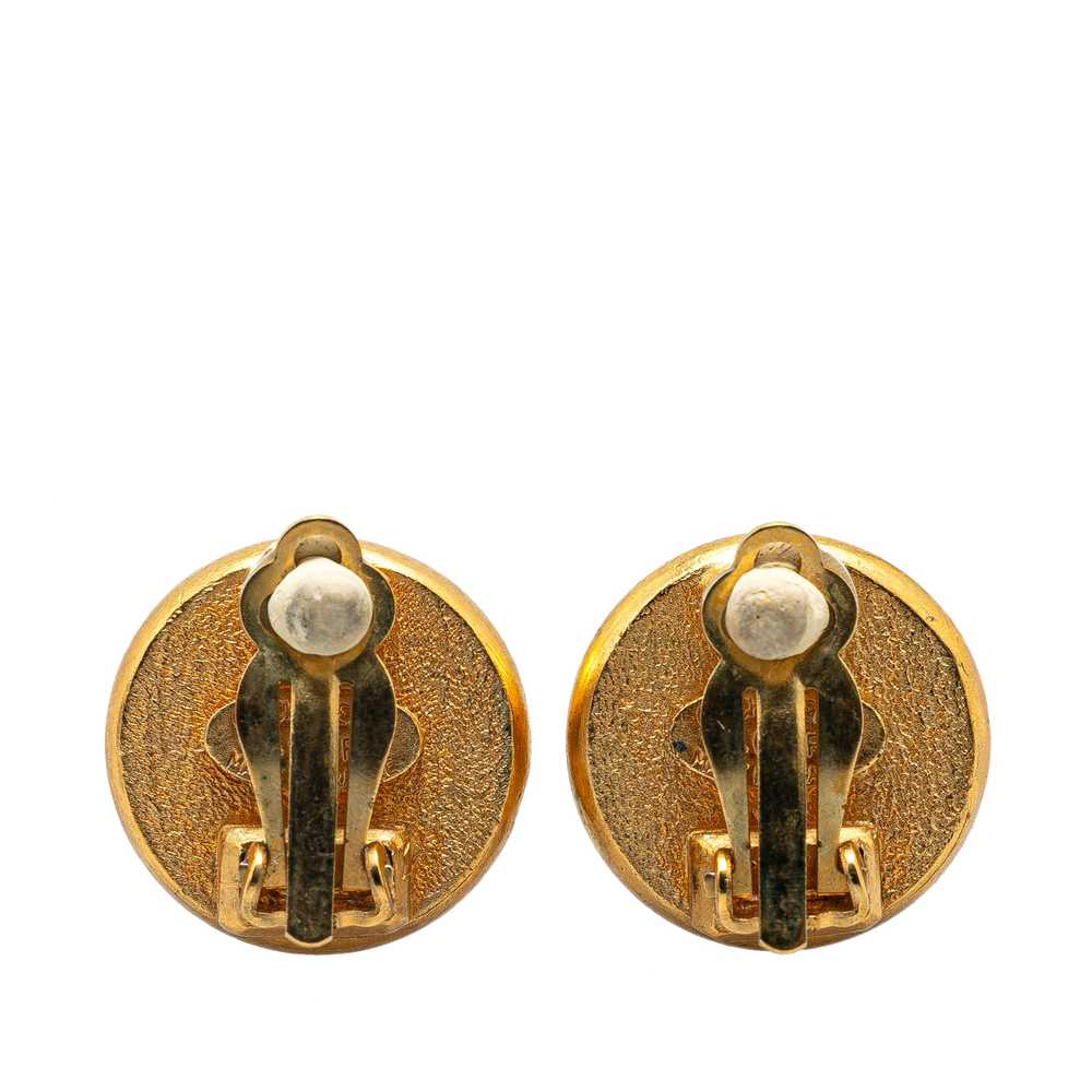 Gold Chanel Gold Plated Faux Pearl Clip on Earrin… - image 2