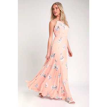 Lulus Eternal Joy Blush Pink Floral Maxi Sleevele… - image 1