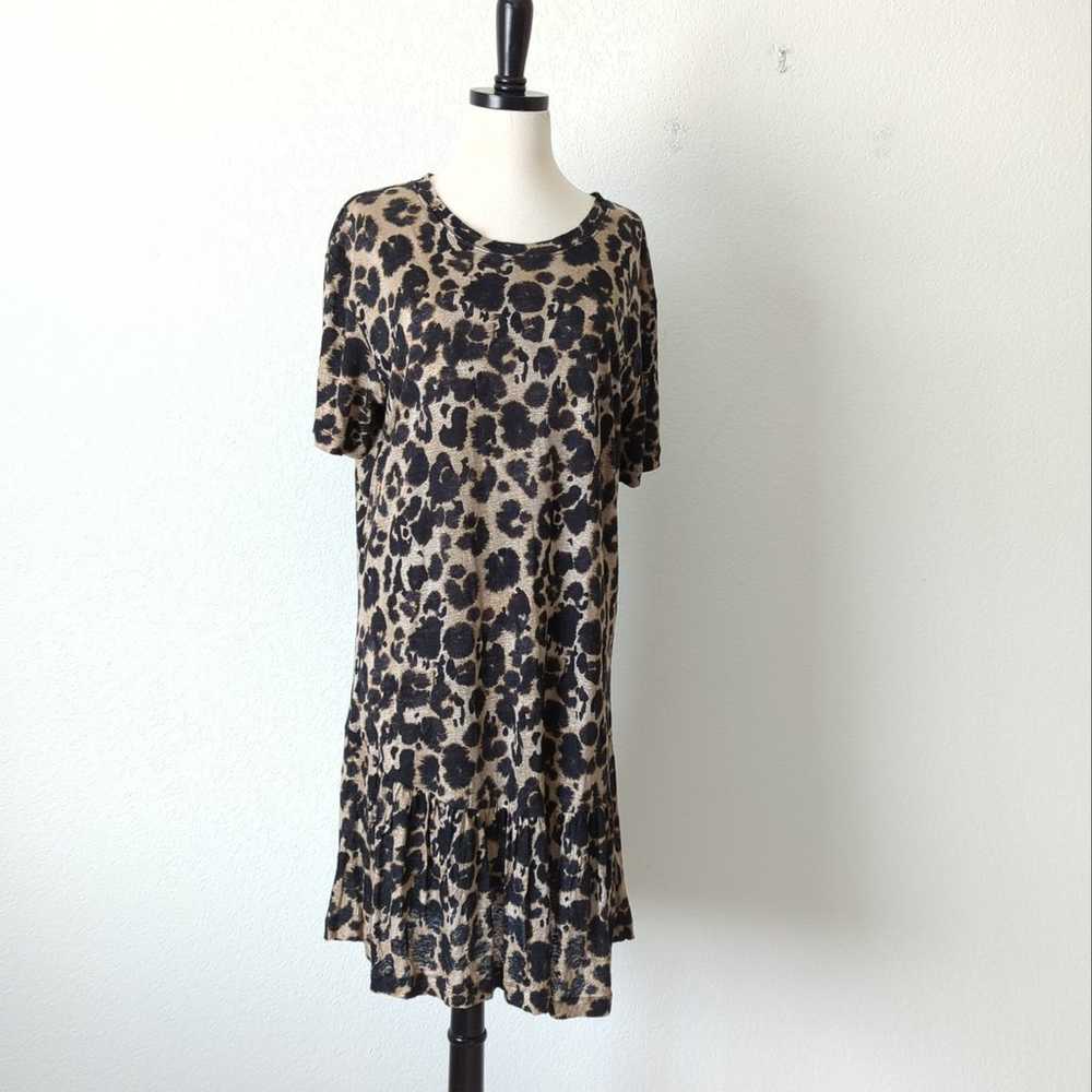 Current/Elliott Leopard Print Linen Shift Dress 3… - image 2