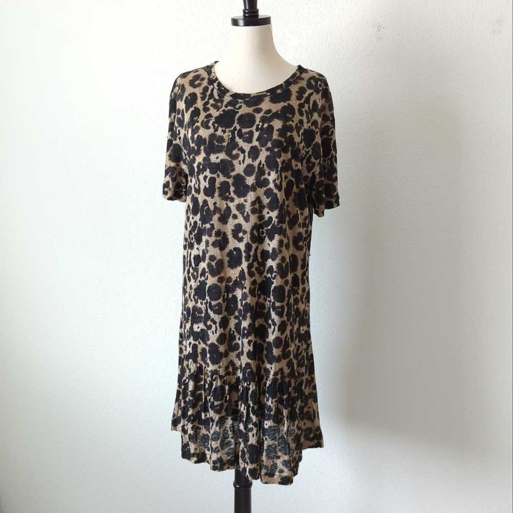 Current/Elliott Leopard Print Linen Shift Dress 3… - image 3