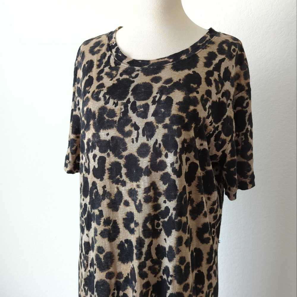 Current/Elliott Leopard Print Linen Shift Dress 3… - image 4