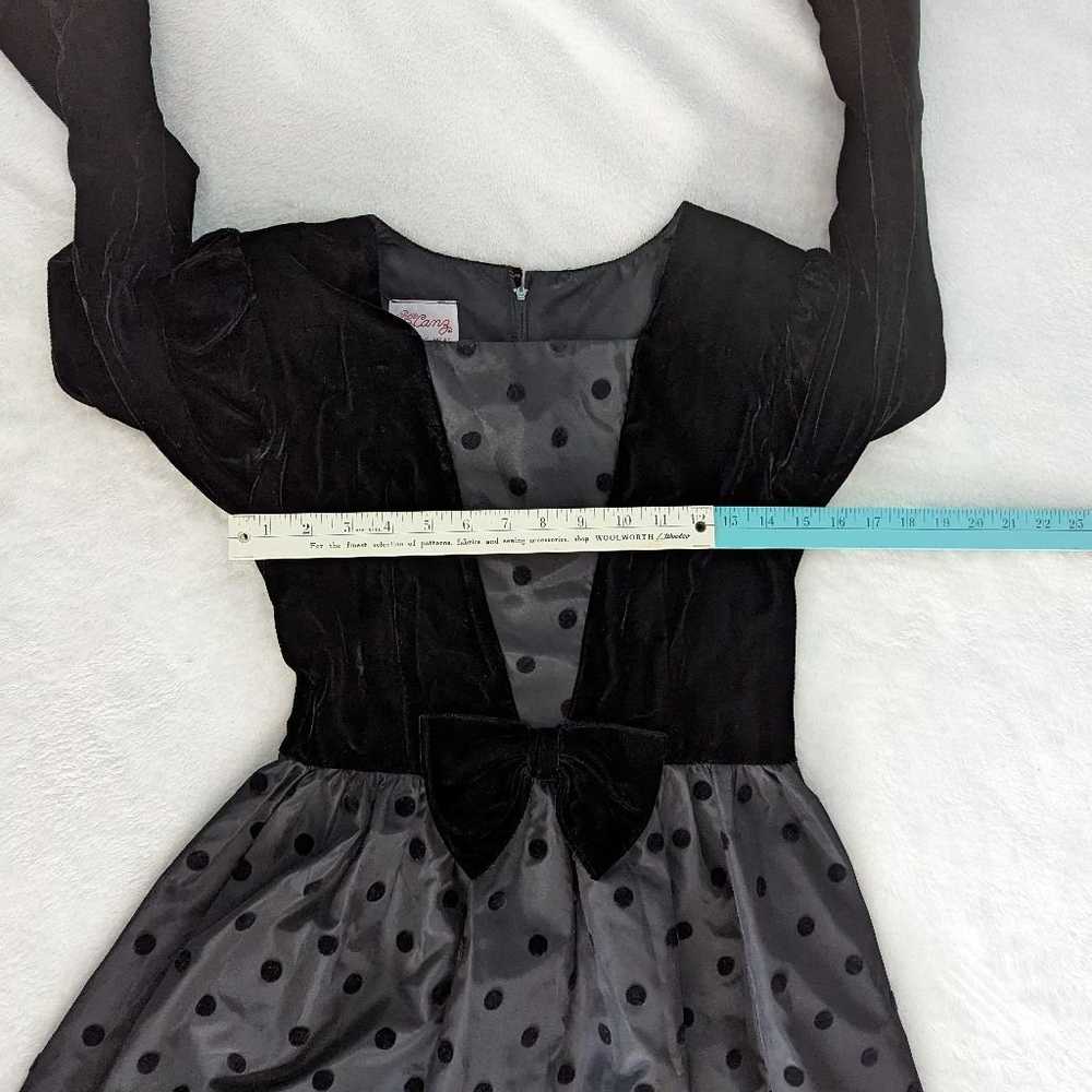 Petite Lanz Vintage Polka Dot Velour Taffeta Bow … - image 5