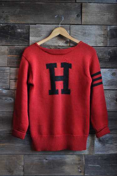 Vintage 40s Harvard Crimson Red Wool Knit “H” Vars