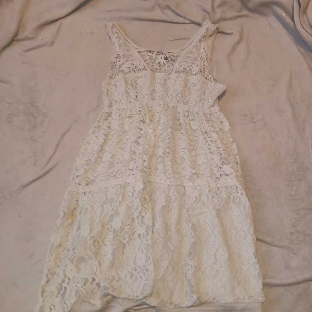 Size Large Off White Lace Pinky Dress Y2K Vintage - image 1