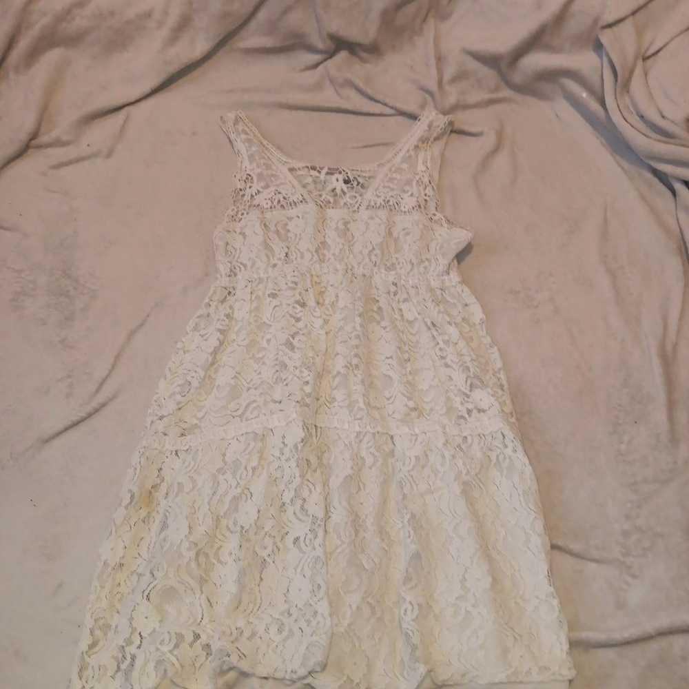 Size Large Off White Lace Pinky Dress Y2K Vintage - image 3