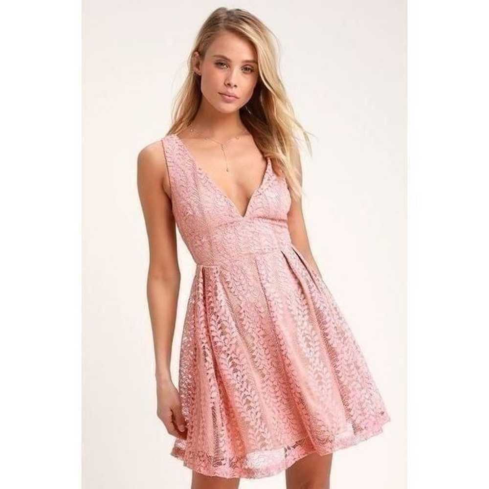 Lulus All of My Heart Blush Pink Lace Skater Dres… - image 1