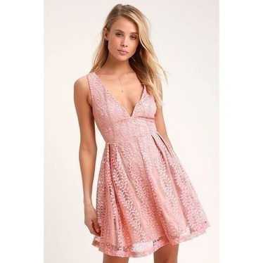 Lulus All of My Heart Blush Pink Lace Skater Dres… - image 1