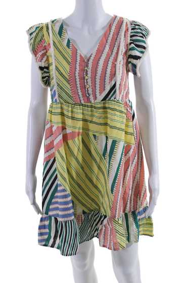 THML Womens V Neck Short Sleeve Mixed Print Shift 