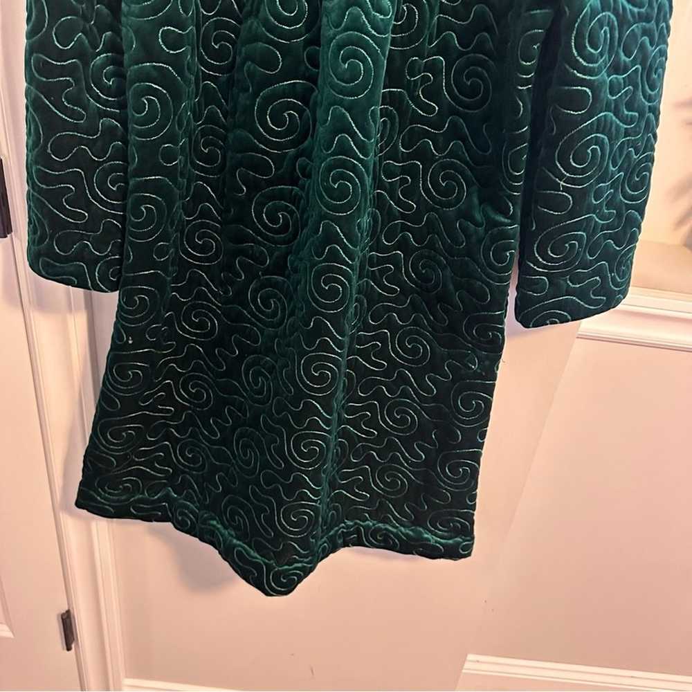 Vintage Komar Green Velvet Quilted Robe Dress Med… - image 4