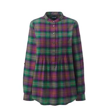 Lands End Lands End Pullover Pleated Bib Plaid Tu… - image 1