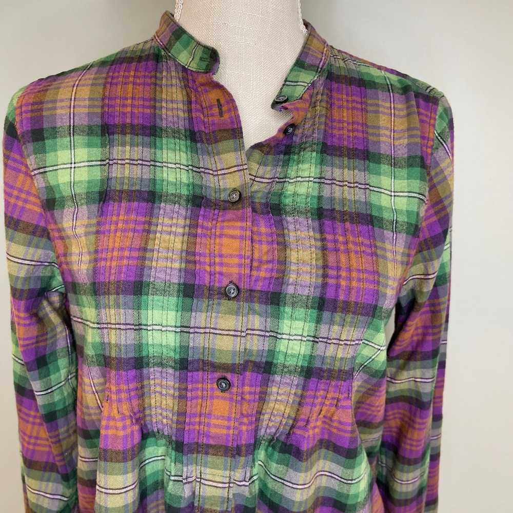 Lands End Lands End Pullover Pleated Bib Plaid Tu… - image 5