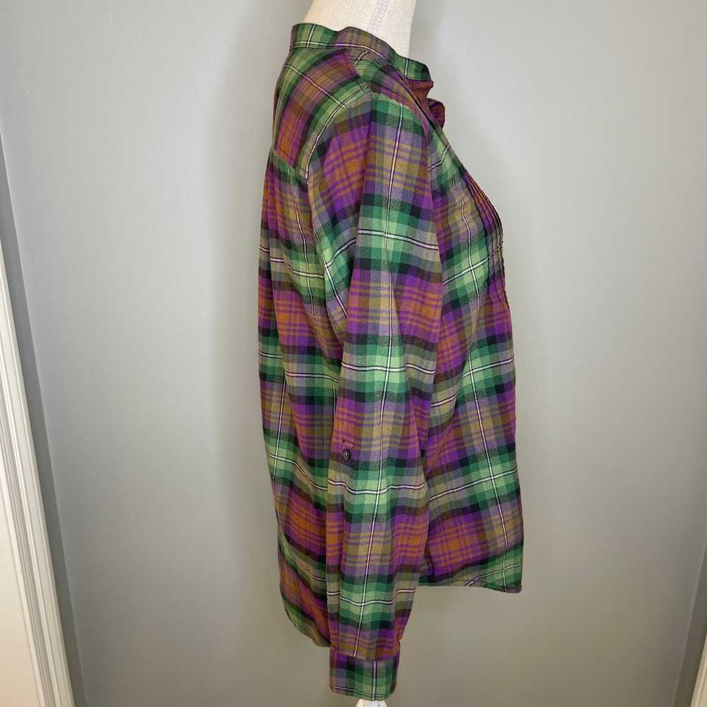 Lands End Lands End Pullover Pleated Bib Plaid Tu… - image 6