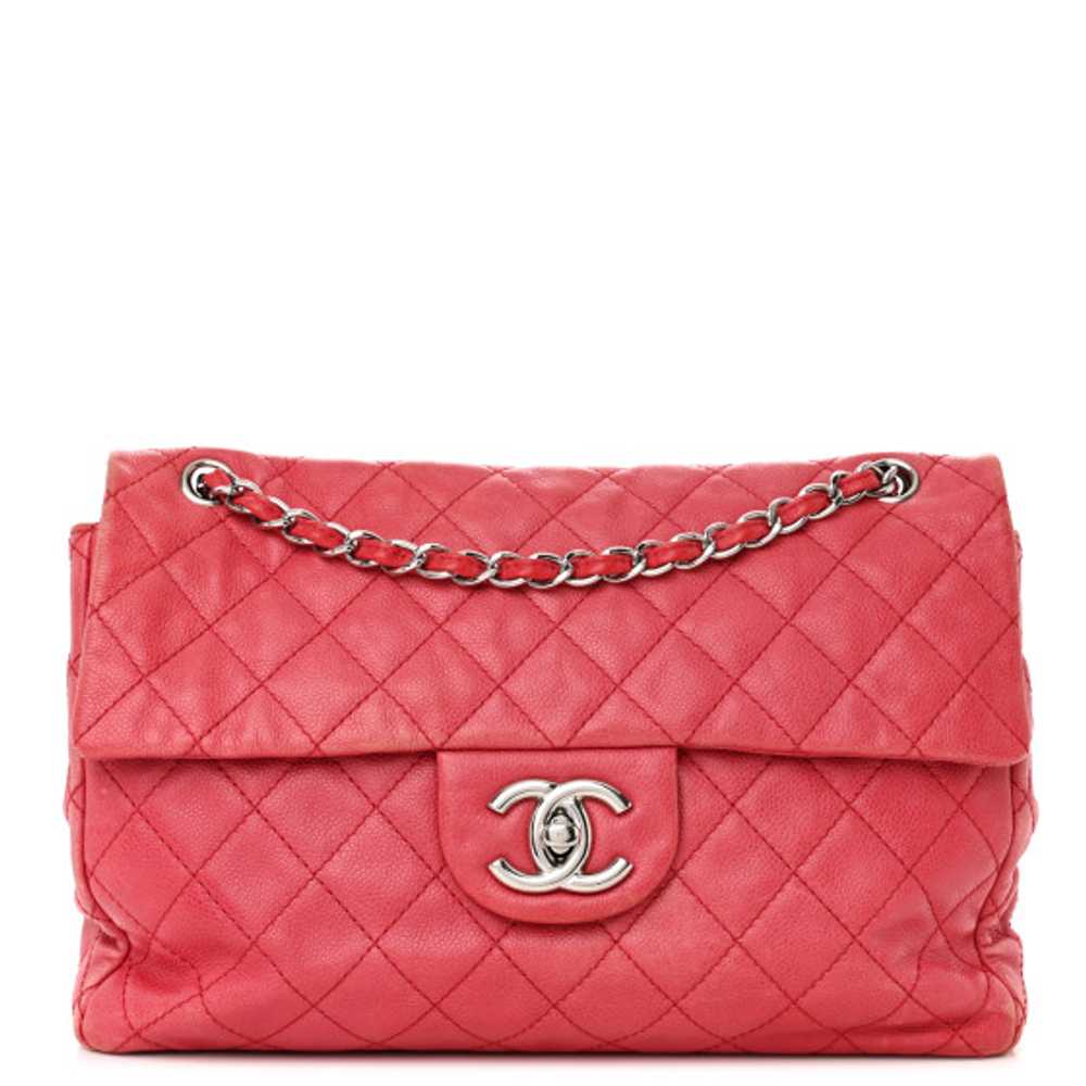 CHANEL Washed Caviar Quilted Maxi Single Flap Fuc… - image 1