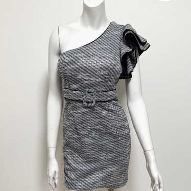 An Stretch Tweed Dress - Ruffle One-Shoulder Dress - image 1